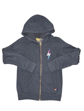 Aviator Nation Kids Full Zip Hoodie with Multicolor Bolt Size 10